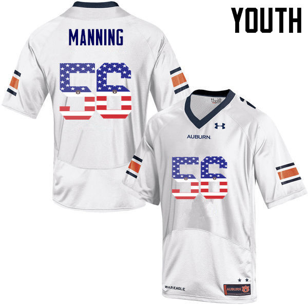 Auburn Tigers Youth Tashawn Manning #56 White Under Armour Stitched College USA Flag Fashion NCAA Authentic Football Jersey YQO7274WZ